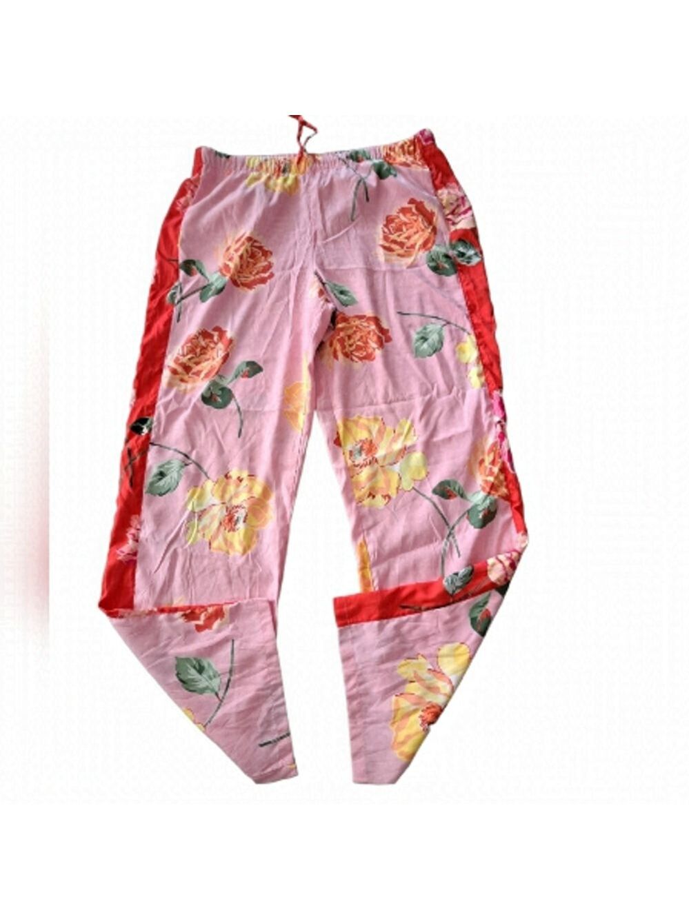 VICTORIA'S SECRET silky feel polyester floral PJ lounge pants pockets LG